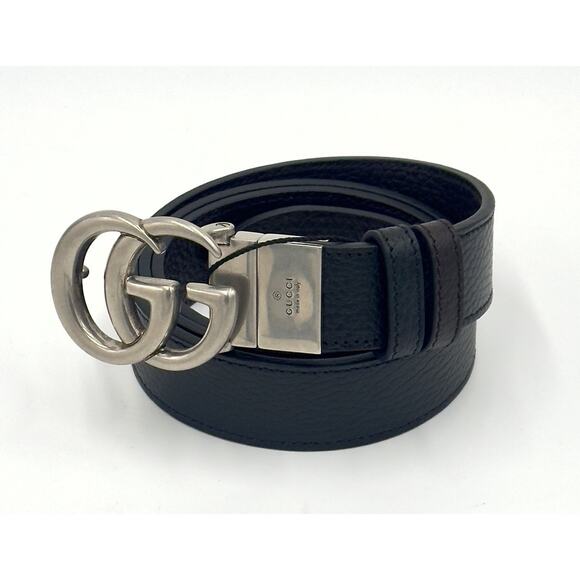 Double G Marmont Reversible 3.5 Cm Belt Black Brown Leather New Size 95